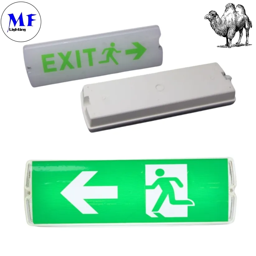 Lumière de signalisation de sortie d'urgence de sécurité LED avec 8W IP65 étanche à l'eau batterie au lithium mur montée ABS PC haute luminosité 1