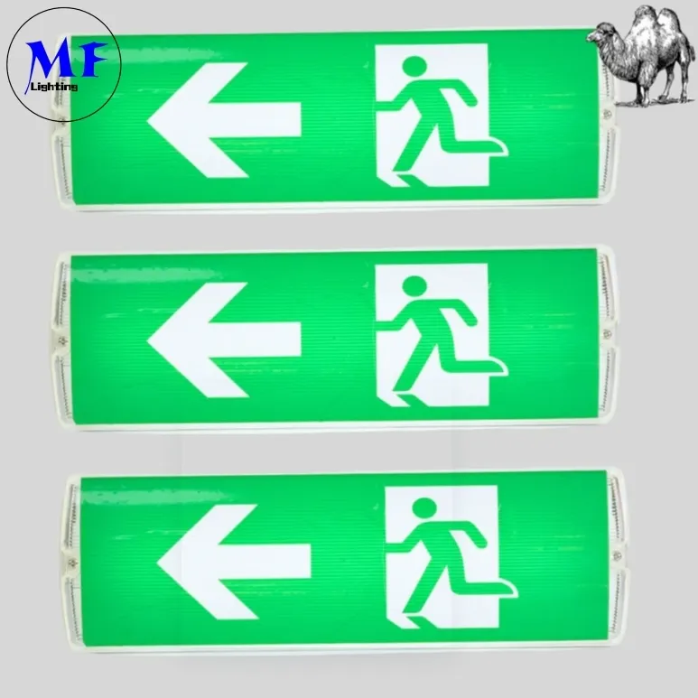 Lumière de signalisation de sortie d'urgence de sécurité LED avec 8W IP65 étanche à l'eau batterie au lithium mur montée ABS PC haute luminosité 2