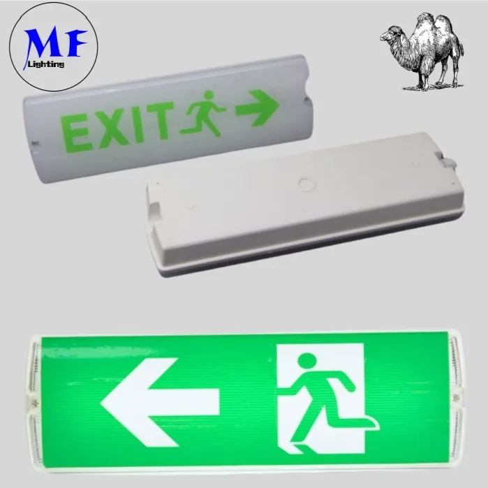 Lumière de signalisation de sortie d'urgence de sécurité LED avec 8W IP65 étanche à l'eau batterie au lithium mur montée ABS PC haute luminosité 3