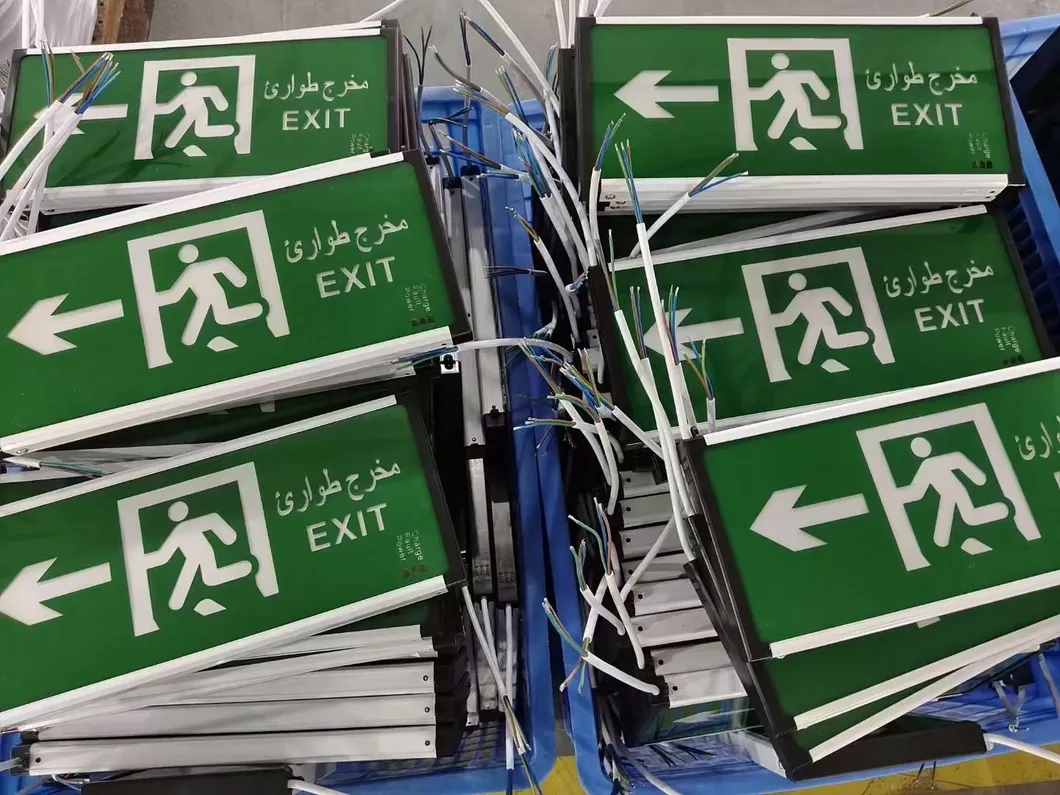 Lumière de signalisation de sortie d'urgence de sécurité LED avec 8W IP65 étanche à l'eau batterie au lithium mur montée ABS PC haute luminosité 8