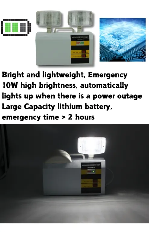 Lampe de secours rechargeable à LED à deux têtes pour école, hôtel, sous-sol et lieux publics 1