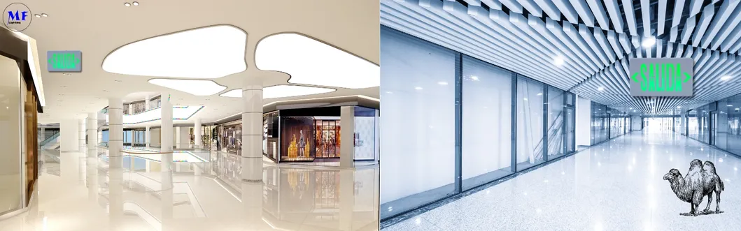 Panneau de sortie de secours à LED rechargeable pour centres commerciaux, supermarchés, aéroports, bureaux, usines 11