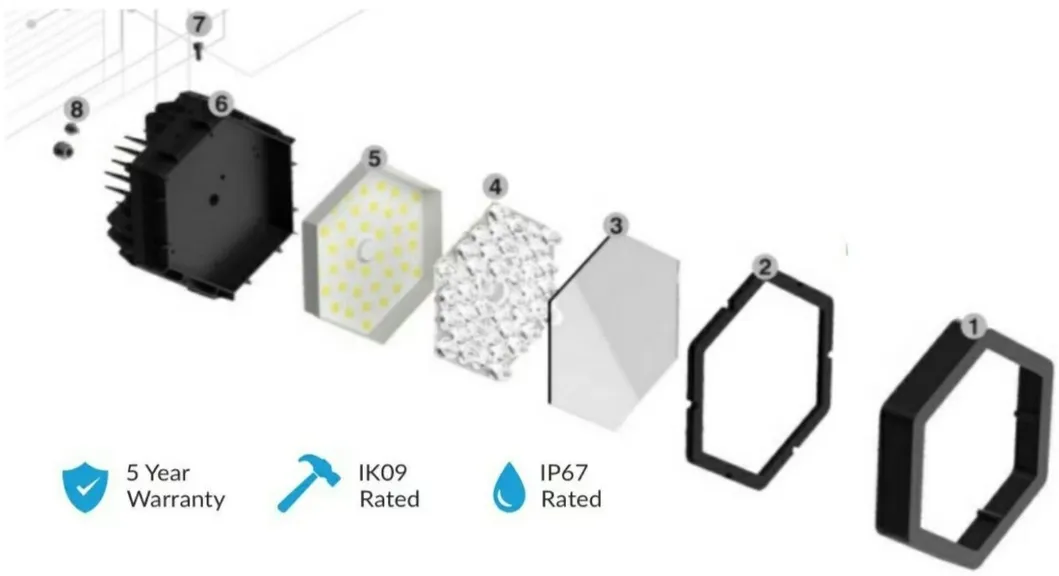 LED Sport Stadium Light Outdoor Landscape Modulaire Noir Couleur Anti-corrosion Haute puissance de conducteur 140lm/W IP67 Ik08 2