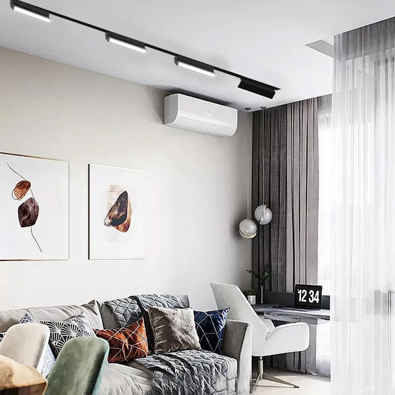 Lumière linéaire magnétique LED mince et fine en aluminium et plastique, forme en L, 30W, magasin, cantine, magasin de boissons, librairie, magasin de vêtements 7