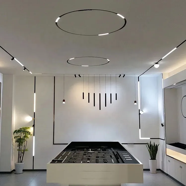 Lumière linéaire magnétique LED mince et fine en aluminium et plastique, forme en L, 30W, magasin, cantine, magasin de boissons, librairie, magasin de vêtements 10