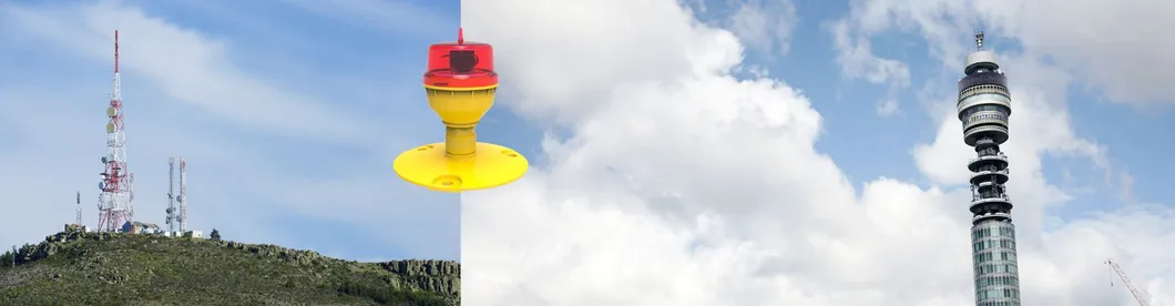 Lumière d'obstruction à l'aviation à LED IP66 étanche à l'eau rouge blanc double tête Photocell intégrée Aéronef Lumière d'obstruction d'avertissement LED basse intensité 9