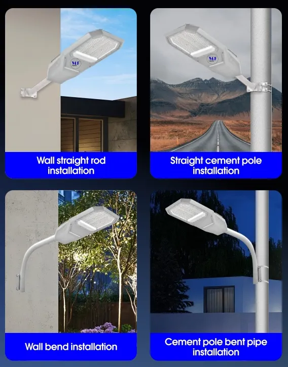Lampadaire solaire de jardin LED en aluminium étanche 200W IP65 IK08 Compact pour parc, sentier, trottoirs, autoroutes 9