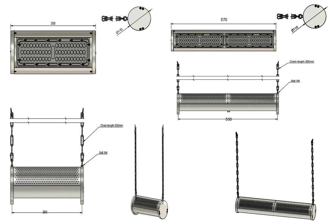 Lumière de jardin LED imperméable à l'eau 250W 300W IP66 Ik10 Atelier de vente au détail Parking Boutique Plafond suspendu Entrepôt d'entrepôt Highbay 2