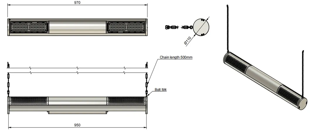 Lumière de jardin LED imperméable à l'eau 250W 300W IP66 Ik10 Atelier de vente au détail Parking Boutique Plafond suspendu Entrepôt d'entrepôt Highbay 3