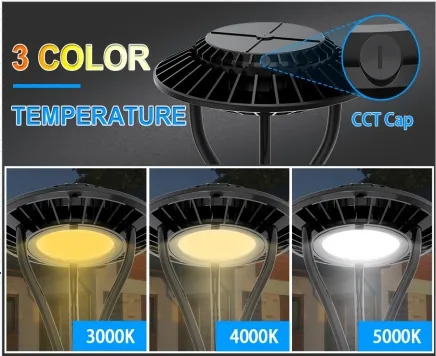 Lumière de jardin LED réglable anti-humidité IP65 150W imperméable à l'eau 140lm/W Noir Fairy Lawn Cour Post Top 1