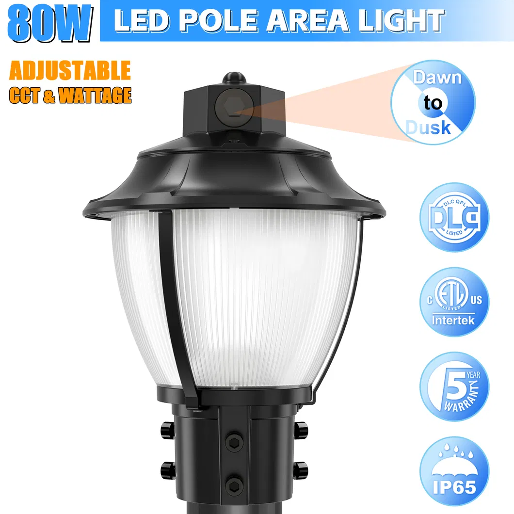 Lampe de jardin LED réglable anti-choc IP65 48/64/80W Étanche 130lm/W Lanterne Noir et Blanc Pelouse 1