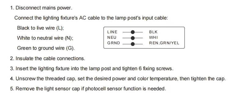 Lampe de jardin LED réglable anti-choc IP65 48/64/80W Étanche 130lm/W Lanterne Noir et Blanc Pelouse 6
