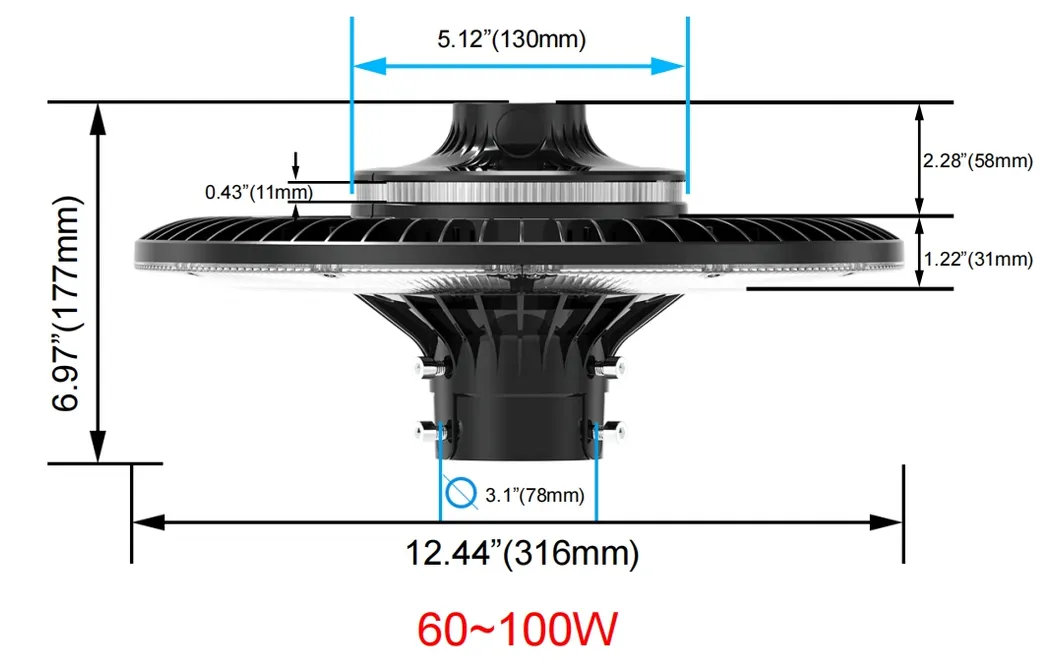 Lampe de jardin LED réglable 150W IP65 Étanche intégrée 130lm/W Ronde Noire Cour Parc Jardin Poteau Sommet 5