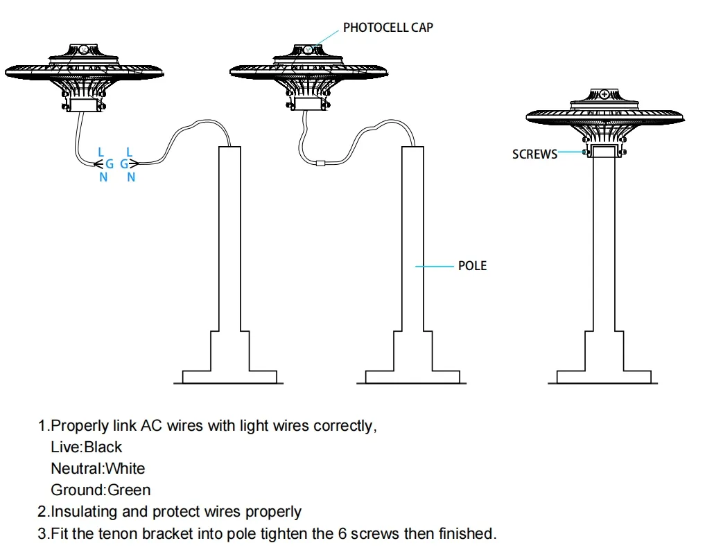 Lampadaire de jardin LED à économie d'énergie, éclairage de zone, 140lm/W, Smart-Tuning 200W pour aire de repos d'autoroute, complexe sportif, promenade au bord de l'eau 7