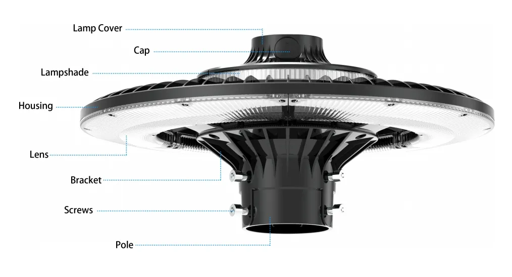Lampadaire de jardin LED à économie d'énergie, éclairage de zone, 140lm/W, Smart-Tuning 200W pour aire de repos d'autoroute, complexe sportif, promenade au bord de l'eau 9