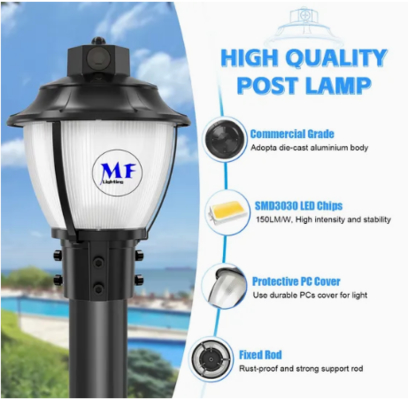 LED Garden Light Tunable Anti-Shok IP65 48/64/80W Waterproof 130lm/W Lantern Black and White Lawn