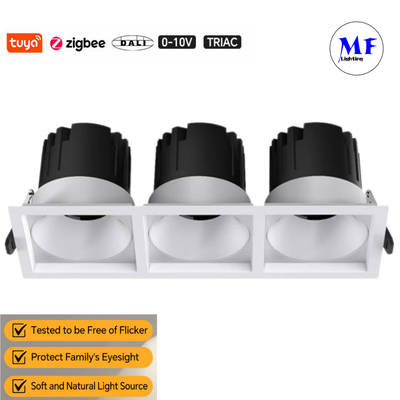 Three Head Down Light LED Square Spotlight Residential Hotel Coffee Store Commercial Restaurant No Glare Dali Dim Tuya Modular Ik07 IP44 21W 36W 30W 45W