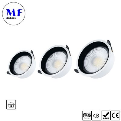 Downlight spot 7W CRI90 160lm/W Triac /0-10V/Dali-2 Dimmable Grand angle de faisceau 120° Downlight LED encastré anti-éblouissement 6 pouces/8 pouces pour espaces commerciaux