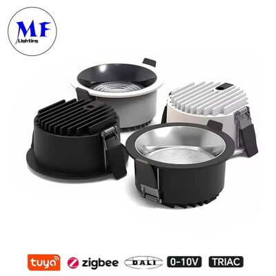 10W 160lm/W Downlight LED Encastré Triac /0-10V/Dali-2 Dimmable IRC9 Angle de faisceau large 120° Downlight LED Encastré Anti-éblouissement 8 pouces/10 pouces pour Espaces Commerciaux