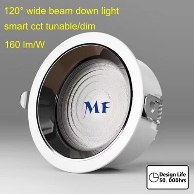Downlight LED rond SMD 120 degrés grand angle 140lm/W 160lm/W IP44 Ik07 50W 60W 70W 80W 100W Dali Tuya Zigbee boîtier noir blanc