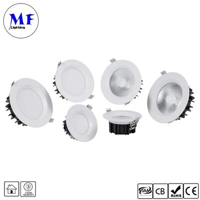 5W CRI90 100lm/W Grand angle du faisceau 120° Triac /0-10V/Dali-2/Tuya Zigbee Dimmable LED Spot Downlight Recessed Anti-Glare SMD LED Down Light pour les lieux commerciaux