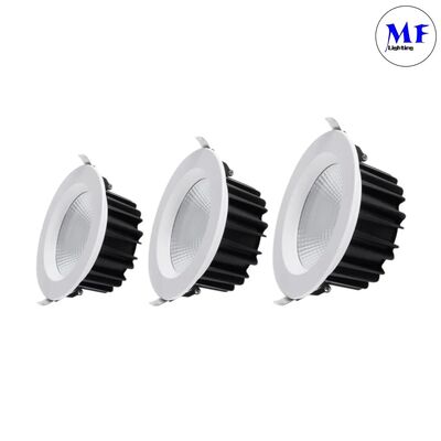 Downlight LED COB encastré en aluminium, 60 degrés, Triac 0-10V Dali, gradation intelligente, dimmable, CCT réglable, 5W/7W/10W/12W/15W/20W/25W/30W/35W/40W/45W/50W
